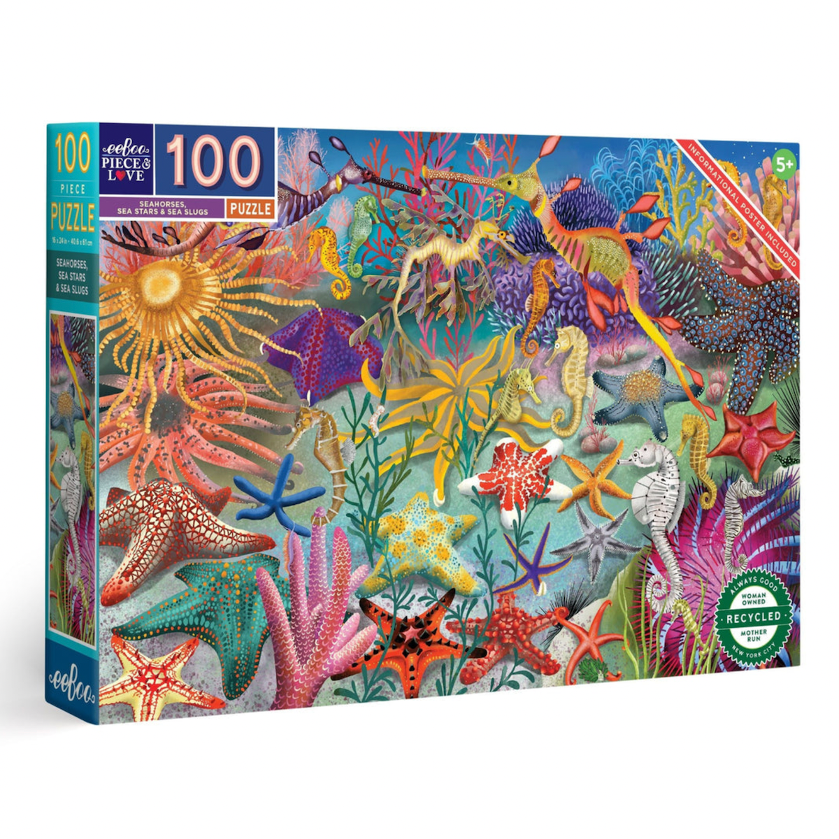 Seahorses, Sea Stars & Sea Slugs eeBoo Puzzle 100pcs – Cornell Farm