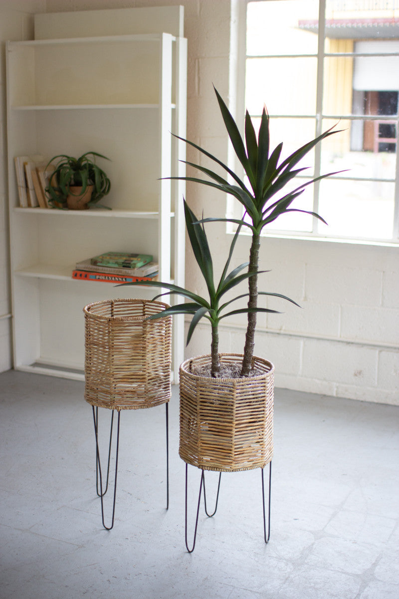 large indoor planter on legs Tall Seagrass Planter with Iron Hairpin Legs, Large A6157 – Cornell Farm