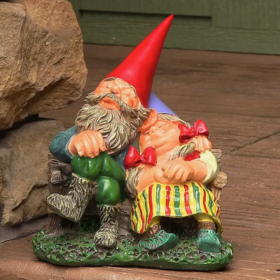 Gnome Al &amp; Anita on Bench