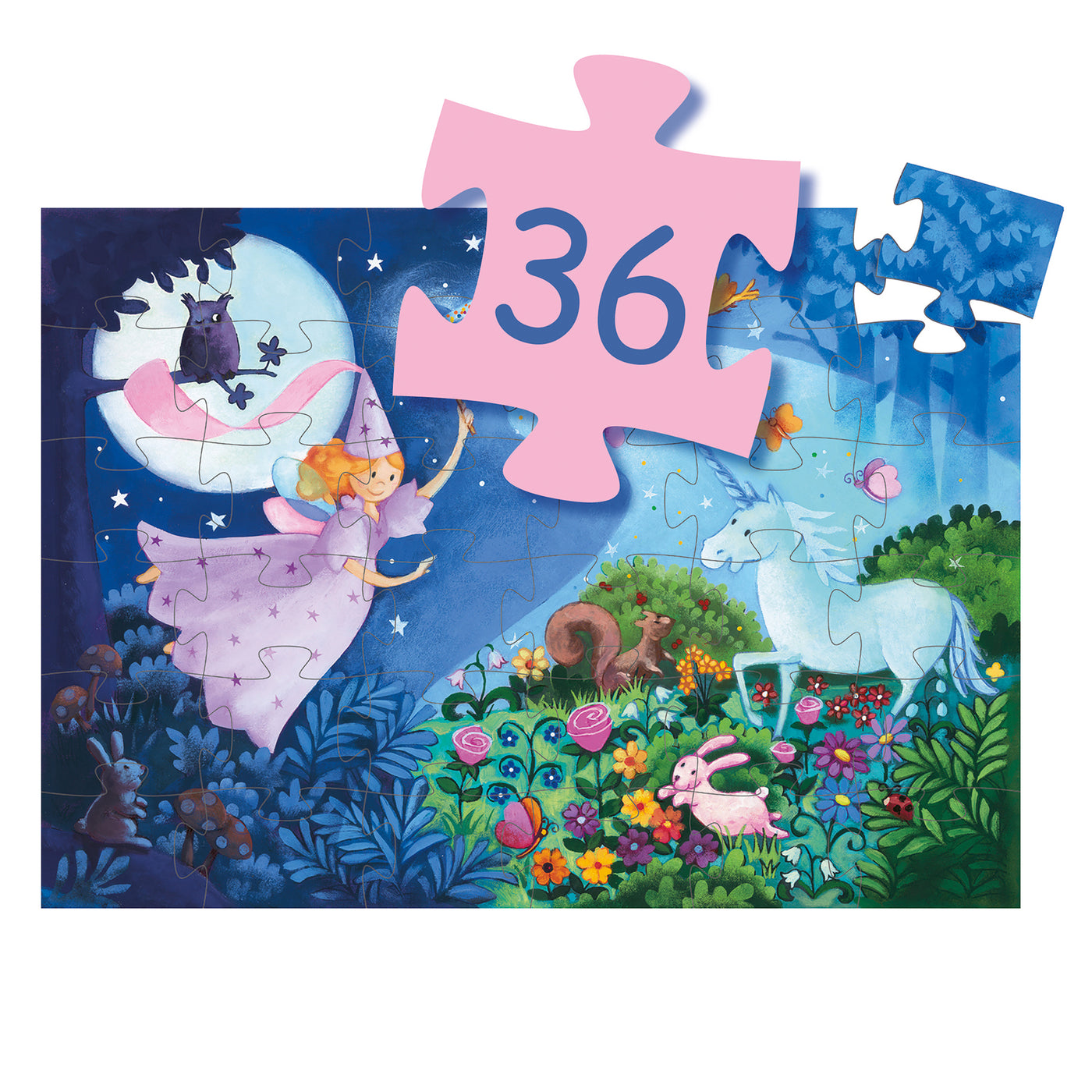 Fairy & Unicorn Silhouette Djeco Puzzle 36pcs