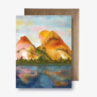 Maija Rebecca Hand Drawn Autumn Mountain Card