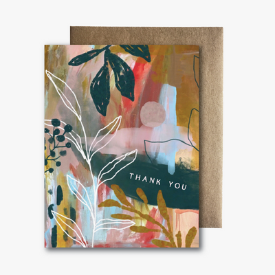 Maija Rebecca Hand Drawn Abstract Foliage Thank You Card