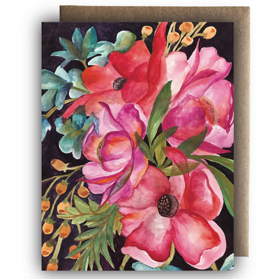 Maija Rebecca Hand Drawn Bright Watercolor Floral Card