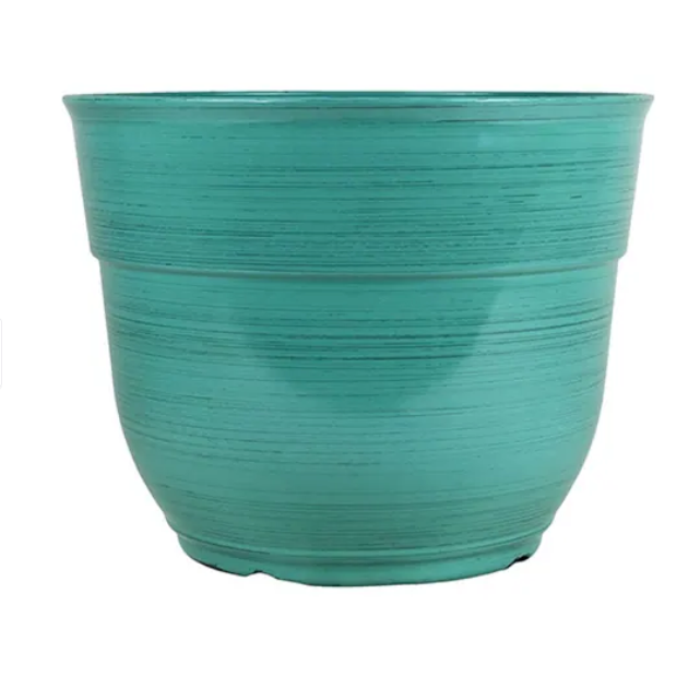 15" Plastic Color Brushed Glazed Pot Empty