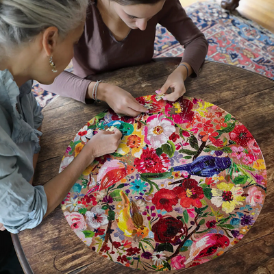 Birds and Blossoms eeBoo Round Puzzle 500pcs