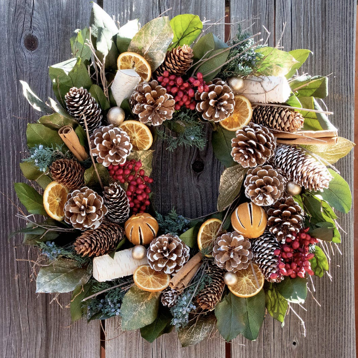 Cinnamon Orange &amp; Pinecone 18" Dried Wreath