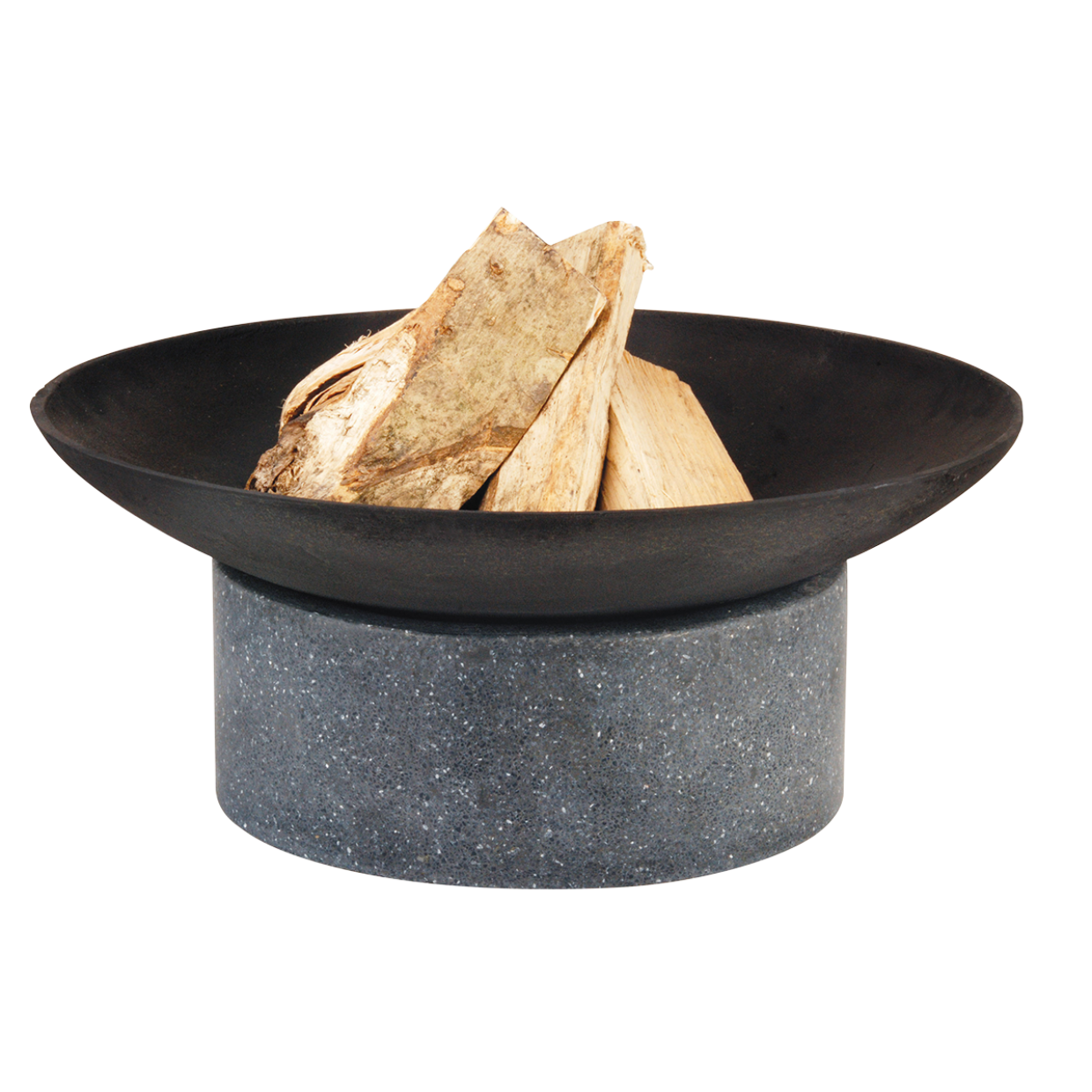 ED Cast Iron Fire Bowl on Granito Ring Base Black