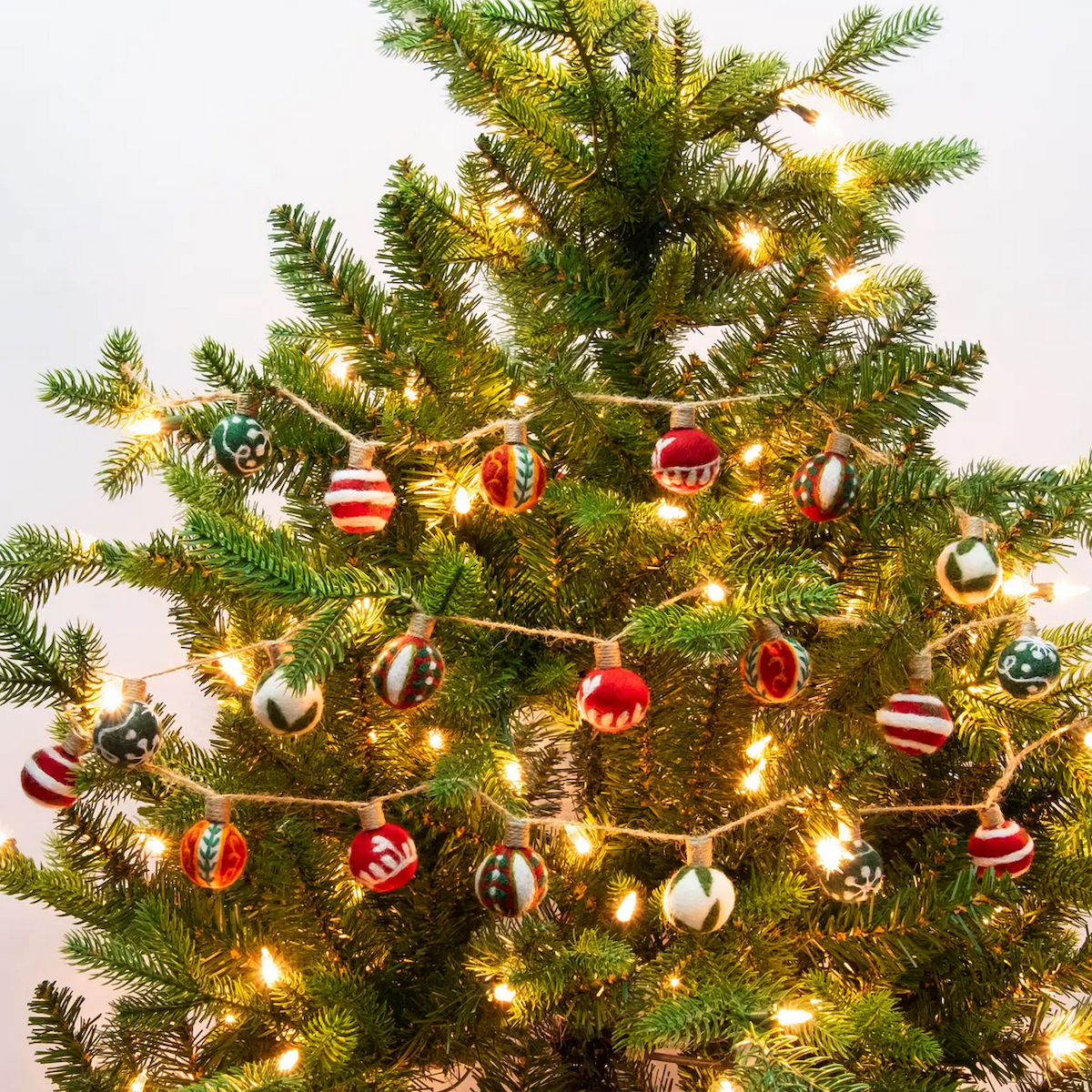 Wool Felt Ball Garland Christmas colors