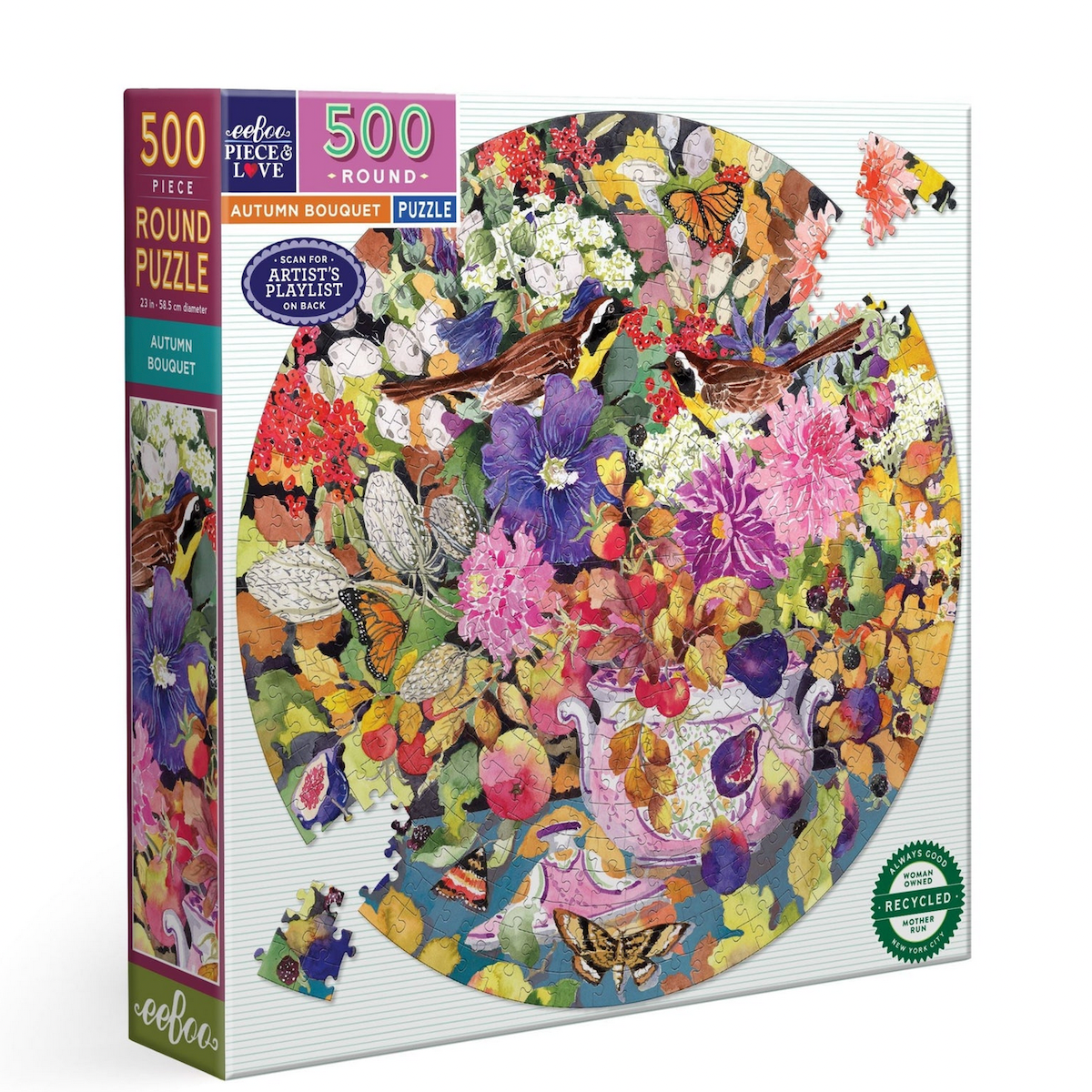 Autumn Bouquet eeBoo Round Puzzle 500pcs