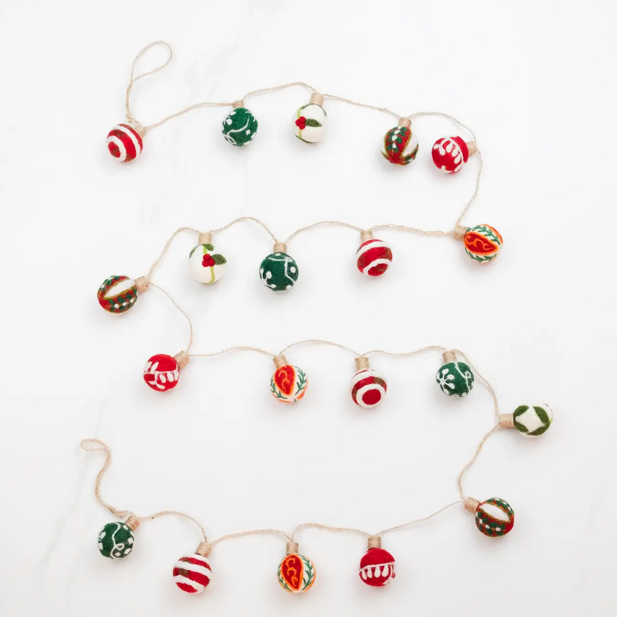 Wool Felt Ball Garland Christmas colors