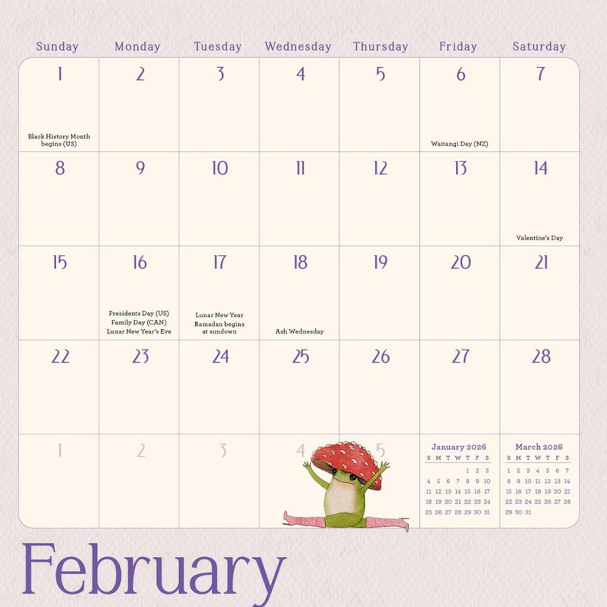 The Little Frogs Guide to Self-Care Mini Wall Calendar 2026