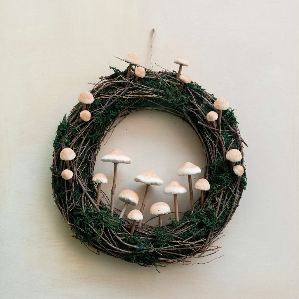 Moss Wreath with Foam Mushrooms