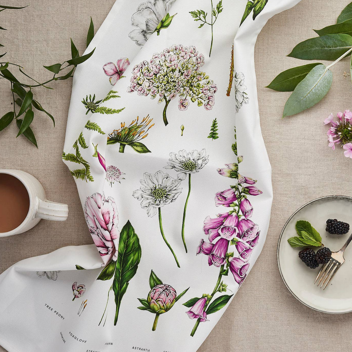 Luxury 'Summer Garden' Tea Towel