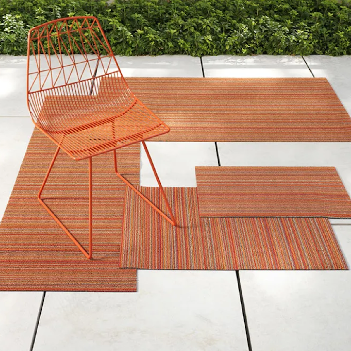 Doormat 18x28 ORANGE Skinny Stripe Shag