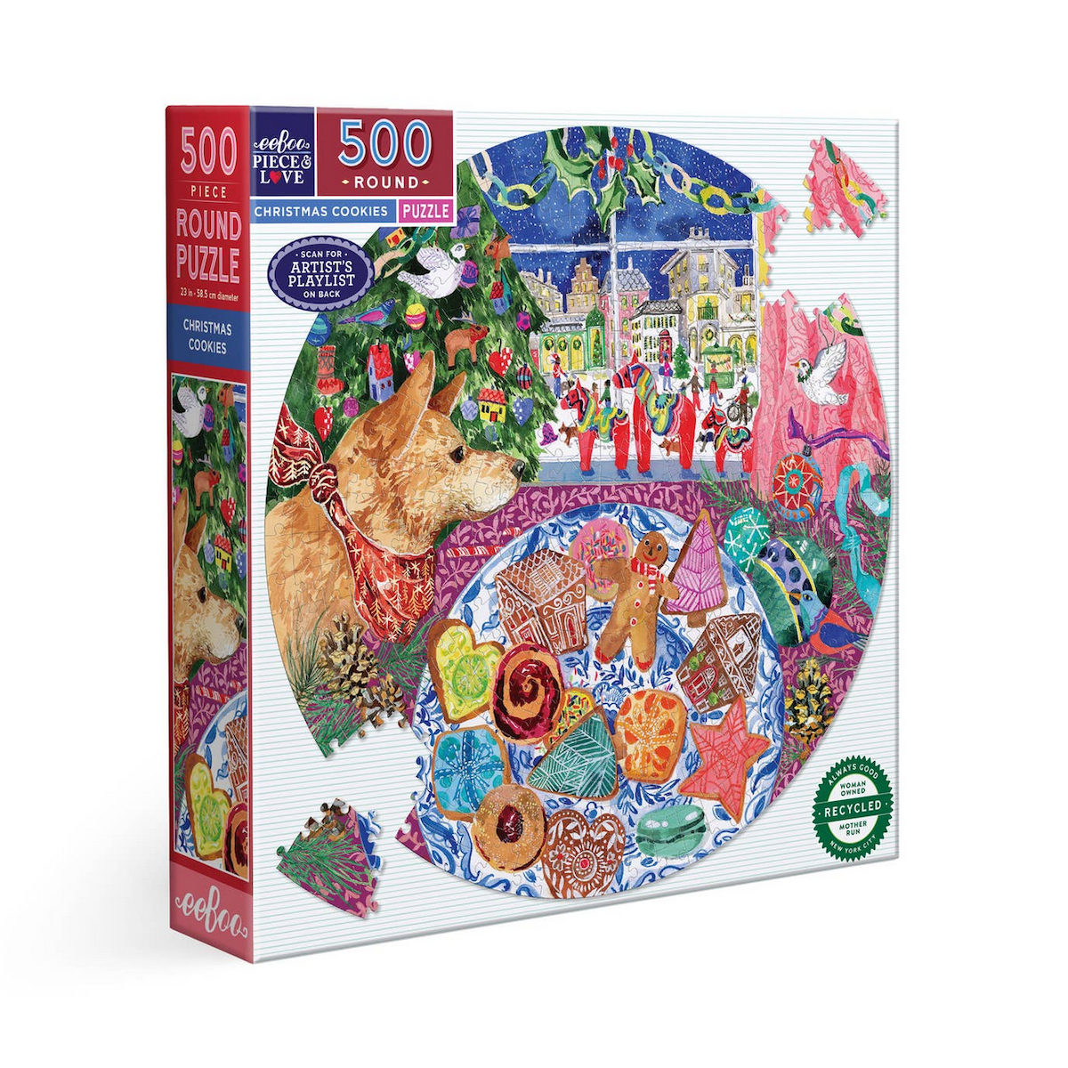 Christmas Cookies eeBoo Round Puzzle 500pcs