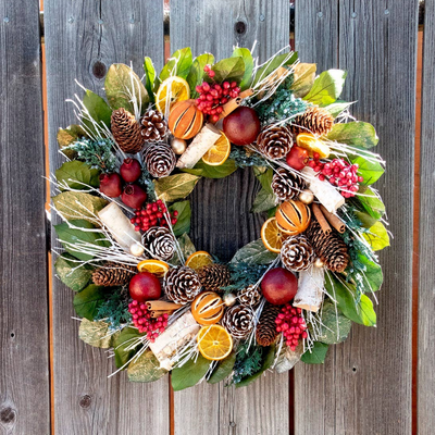 Dried Wreath 18" Pomegranate Citrus -On order