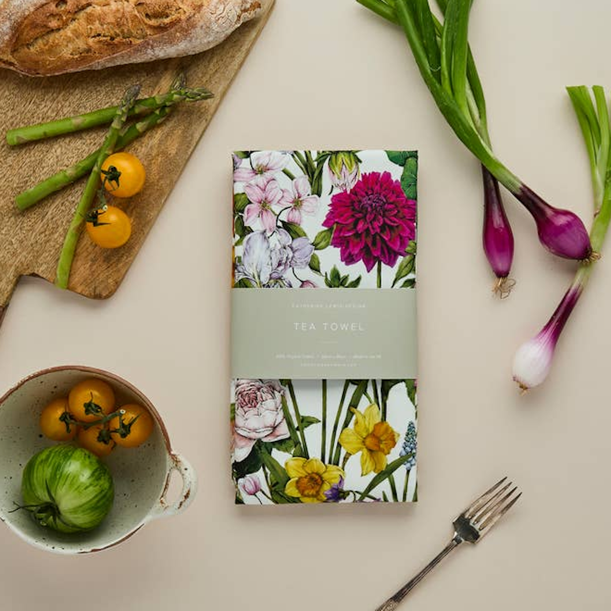 Luxury 'Bountiful Blooms' Tea Towel