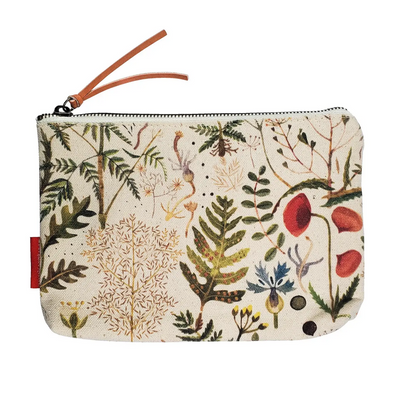 Canvas Pouch with Greens &amp; Flowers