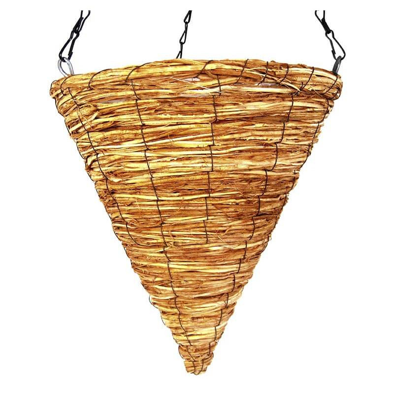 Super Moss Cone Woven Hanging Basket 12in Sunburst empty