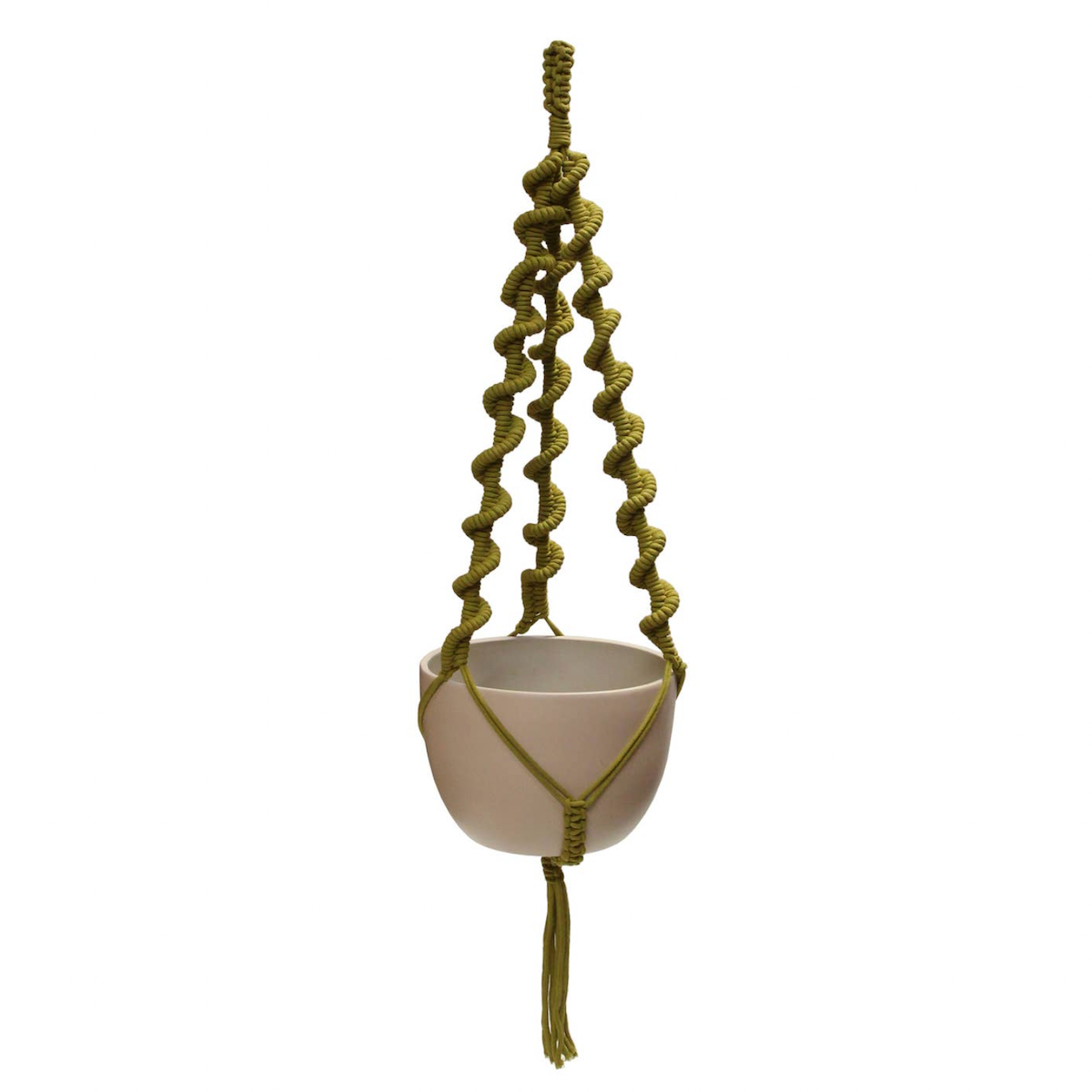 Macrame Plant Hanger 47in Wavy Moss Green