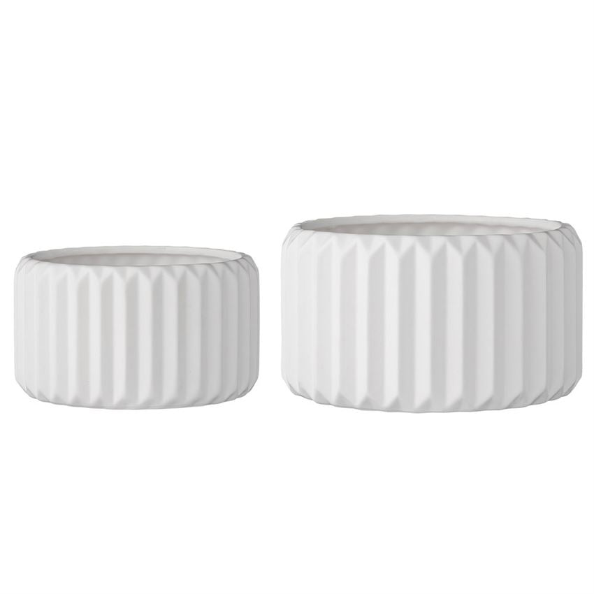 Fluted Flower Pot, Tall White Large 9x4