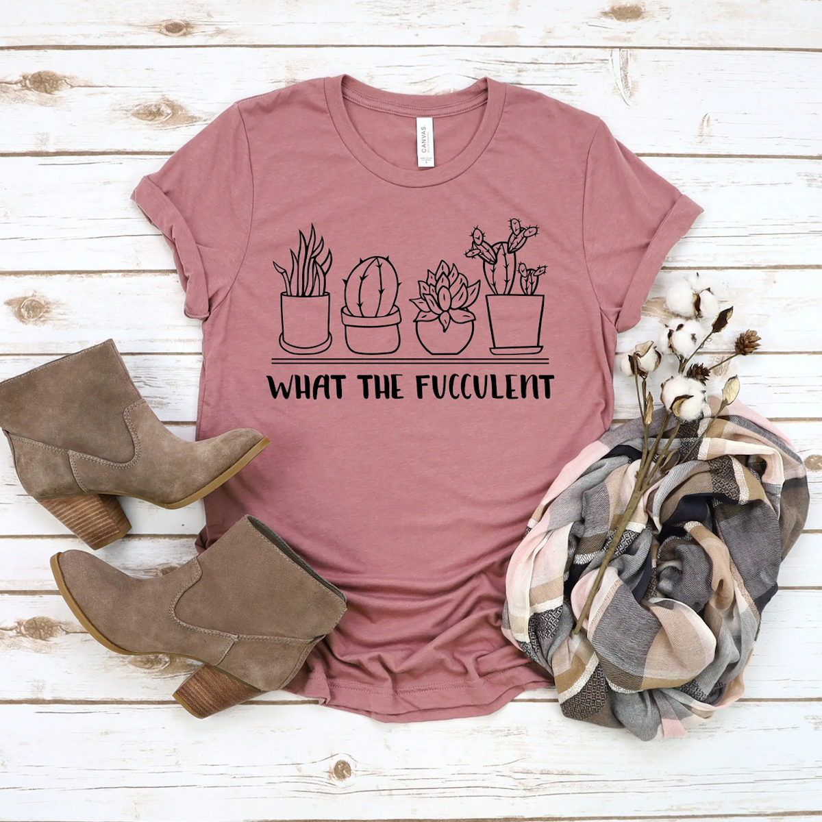 Fucculent T- Shirt, Heather Mauve Lg