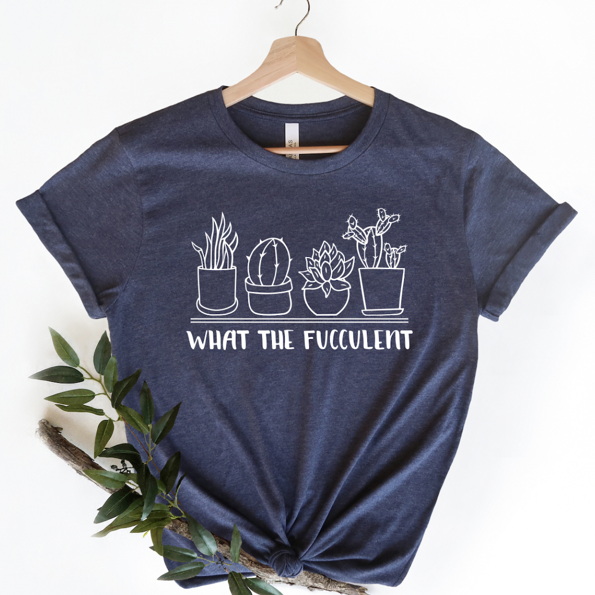 Fucculent T- Shirt small, Heather Navy