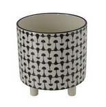 Footed Planter Black & White 8in