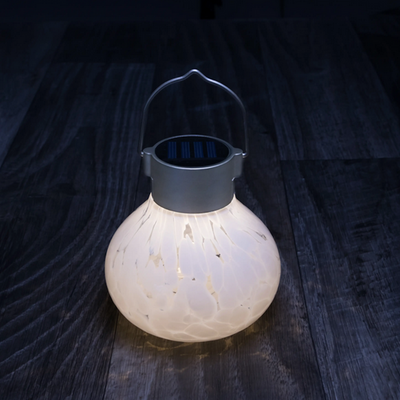 Solar Tea Lantern White 4.5x5in