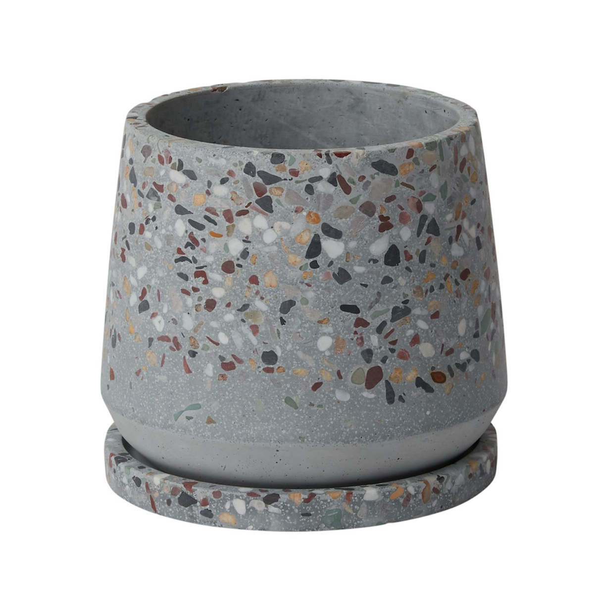 Heather Terrazzo Pot & Saucer 6x5in