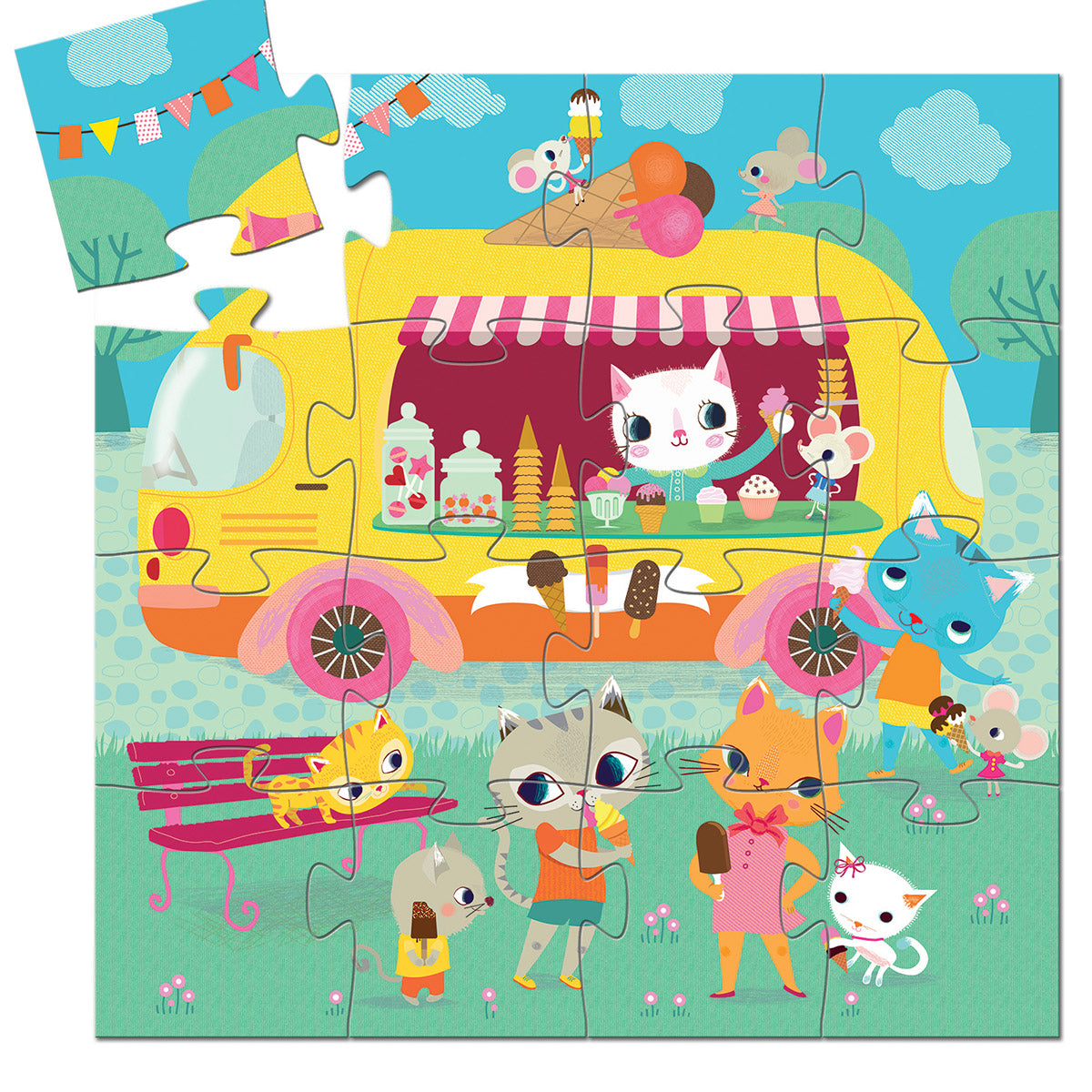 Ice Cream Truck Mini Silhouette 16 Djeco Puzzle