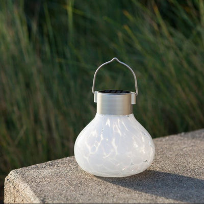 Solar Tea Lantern White 4.5x5in